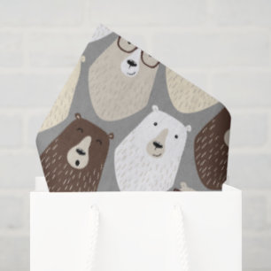 Cute Bear Pattern Fathers Day Gift Funny Dad Bear Tissue Paper