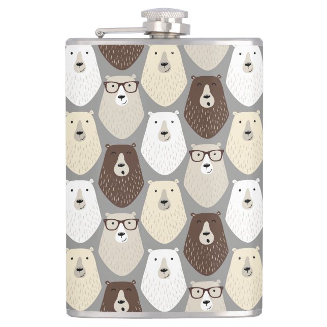 Cute Bear Pattern Fathers Day Gift Specialty Mug Hip Flask (Front)