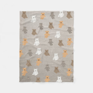Cute Bear Pattern  Fleece Blanket