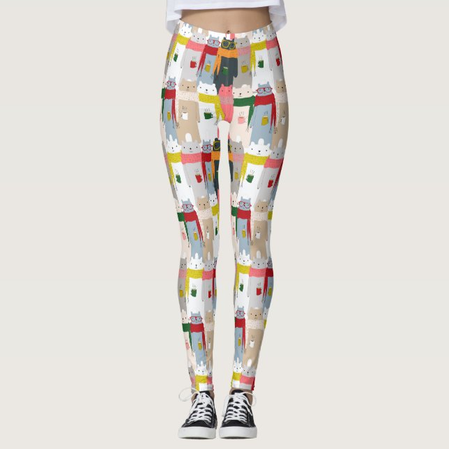 Cute Bear Pattern Leggings (Front)