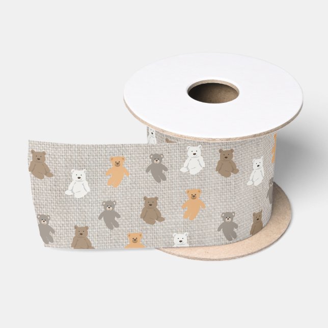 Cute Bear Pattern  Satin Ribbon (Spool)
