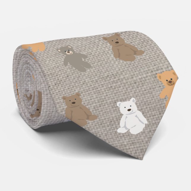 Cute Bear Pattern  Tie (Rolled)