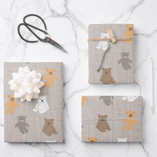 Cute Bear Pattern  Wrapping Paper Sheet