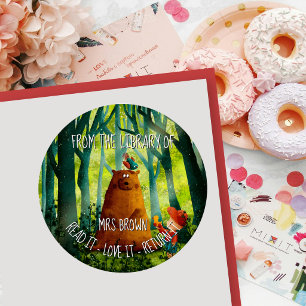 Cute Bear Personalized Book Plate Custom Childre Classic Round Sticker