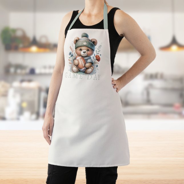 Cute Bear Personalized Football Apron (Personalized Football Apron)