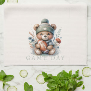 Cute Bear Personalized Football Kitchen Towel
