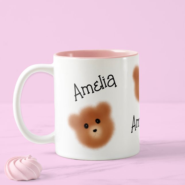 Cute Bear Personalized Two-Tone Coffee Mug (Add a dash of cuteness to your morning coffee🐻☕)