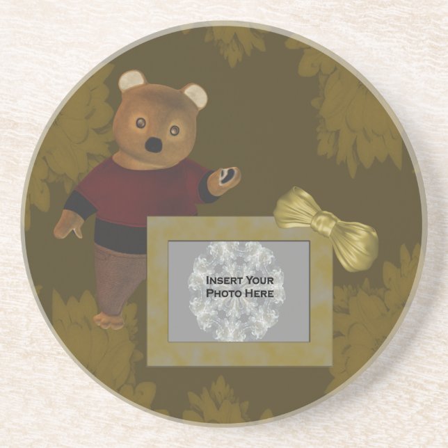 Cute Bear Photo Template Drink Coaster (Front)