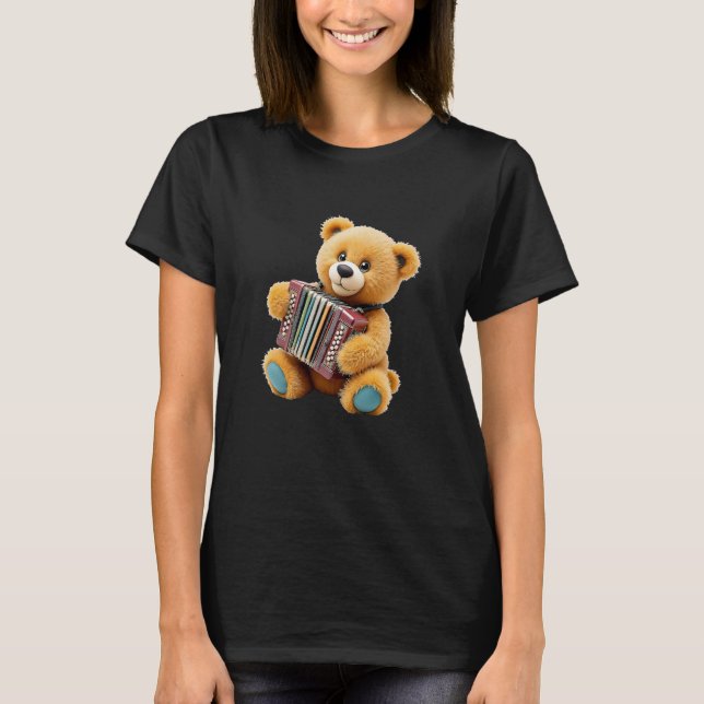 Cute bear playing the accordion. T-Shirt (Front)