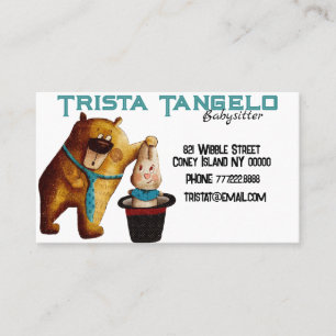  Cute Bear Rabbit Magic Hat Babysitter  Business Card