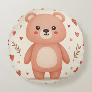 cute bear round pillow