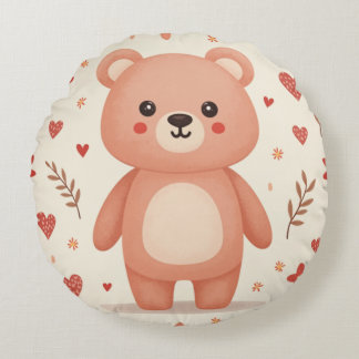 cute bear round pillow
