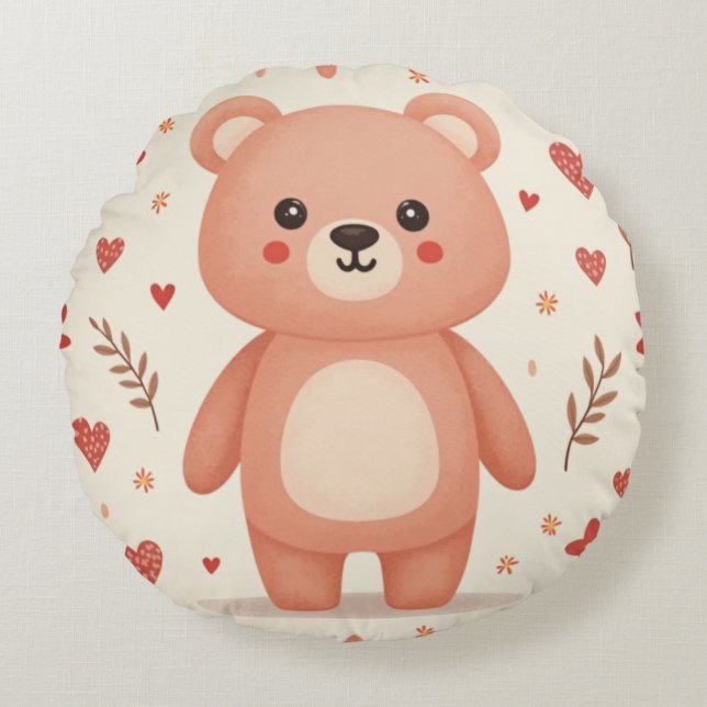 cute bear round pillow (Front)