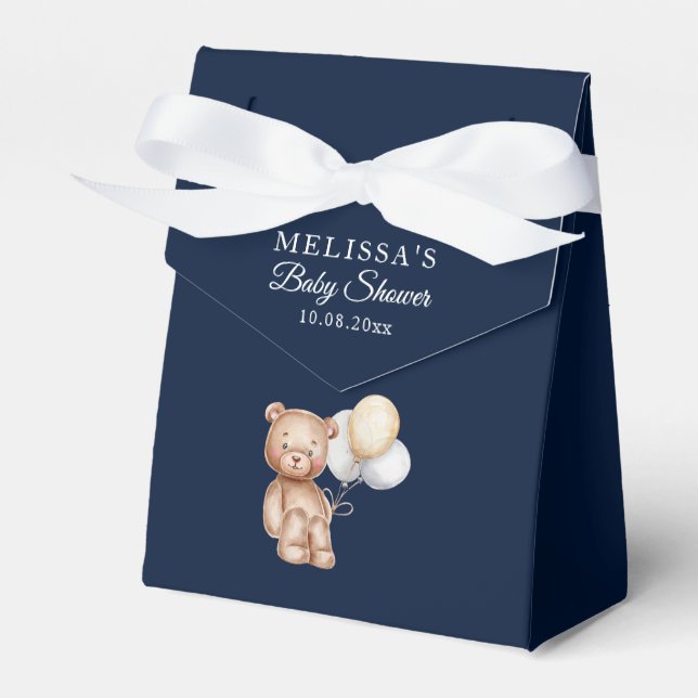 Cute Bear Script Any Colour Baby Shower Thank You Favor Box (Front Side)