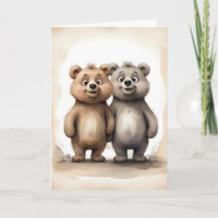 Cute Bear Siblings Best Friends Buddies Portrait