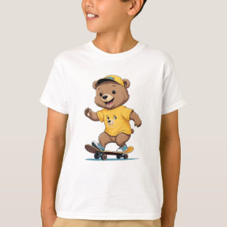 🛹💛 Cute Bear Skateboard Design T-Shirt