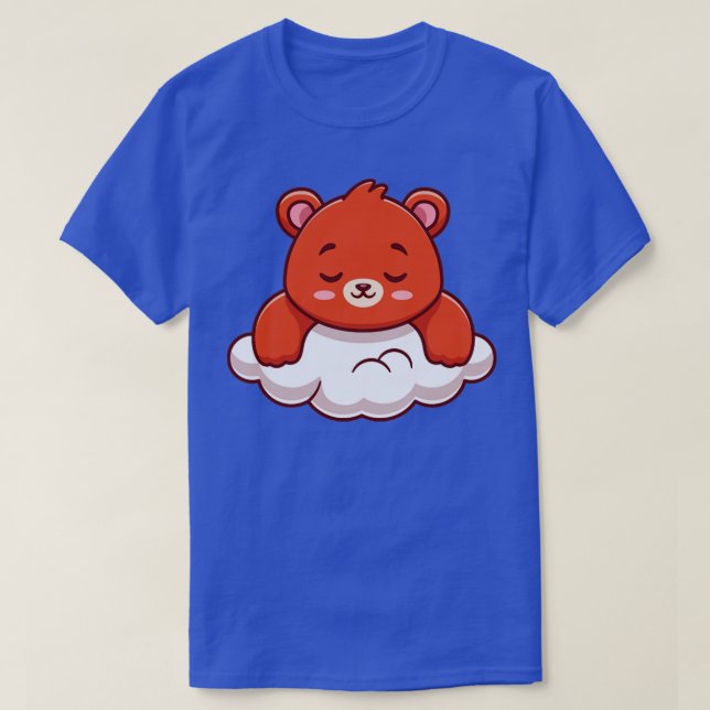 Cute Bear Sleeping On Cloud Cartoon T-Shirt (Design Front)