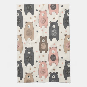 Cute Bear - Soft Pastel Woodland (1) Kitchen Towel