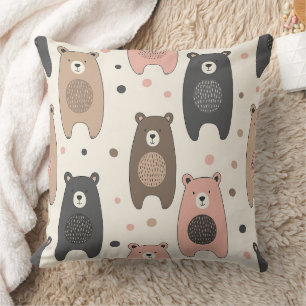 Cute Bear - Soft Pastel Woodland (1) Throw Pillow