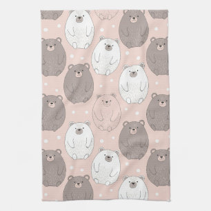 Cute Bear - Soft Pastel Woodland (2) Kitchen Towel