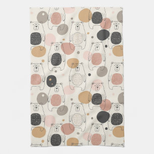 Cute Bear - Soft Pastel Woodland (3) Kitchen Towel