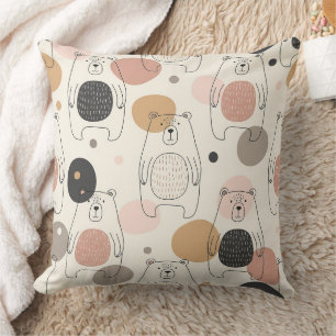 Cute Bear - Soft Pastel Woodland (3) Throw Pillow
