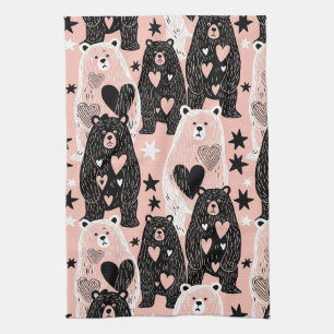 Cute Bear - Soft Pastel Woodland (4) Kitchen Towel