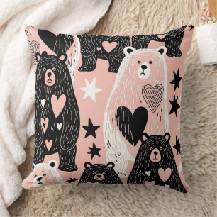 Cute Bear - Soft Pastel Woodland (4) Throw Pillow