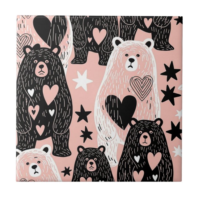 Cute Bear - Soft Pastel Woodland (4) Tile (Front)