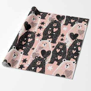 Cute Bear - Soft Pastel Woodland (4) Wrapping Paper