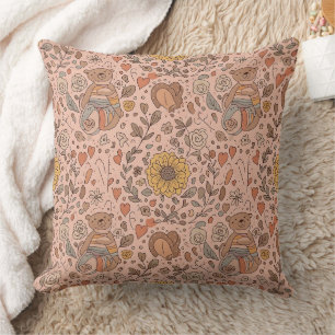 Cute Bear - Soft Pastel Woodland (7) Throw Pillow