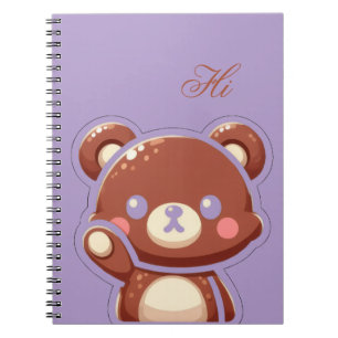 Cute Bear Spiral Notebook–Purple Teddy Bear Design Notebook