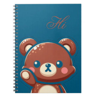 Cute Bear Spiral Notebook – Teal Blue Teddy Bear