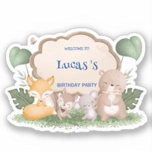 Cute Bear squirrel Tropical jungle Birthday party