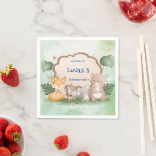 Cute Bear squirrel Tropical jungle Birthday party Napkin