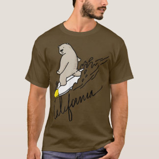 Cute Bear Surfing Tee California Bear state flag C