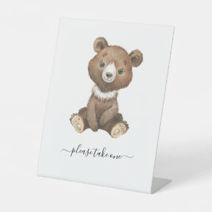 Cute Bear Swash Please Take one Pedestal Sign