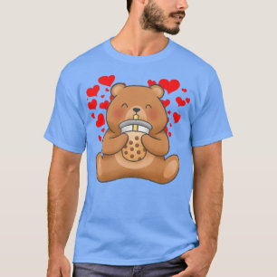 Cute Bear Tea Bubble Tea Anime Japanese Girl Teen  T-Shirt