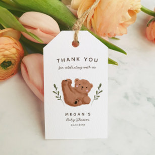 Cute Bear Theme Baby Shower Thank You Gift Tags
