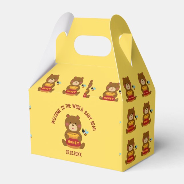 Cute Bear Theme Boy Baby Shower Favor Box (Front Side)