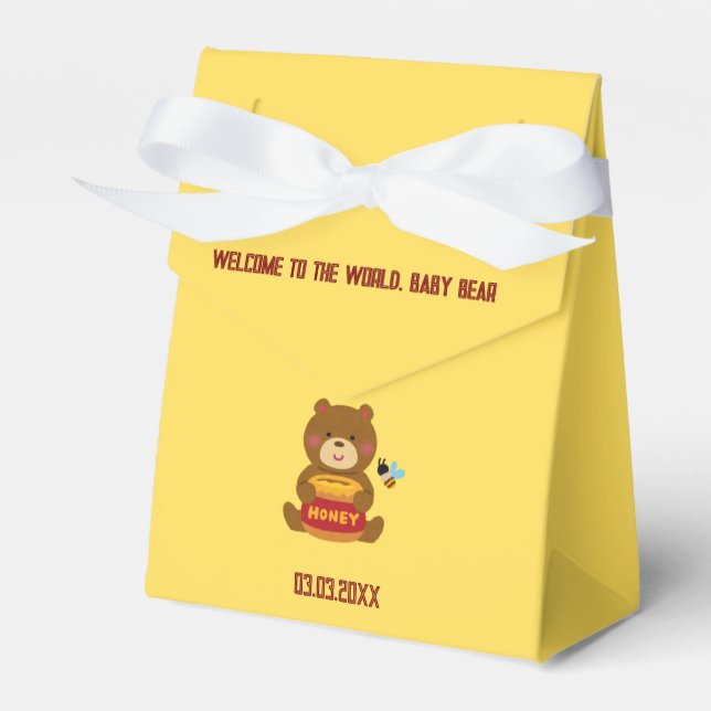 Cute Bear Theme Boy Baby Shower Favor Box (Front Side)