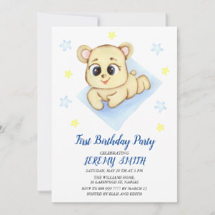 Cute Bear Theme Boy's Birthday Party Save The Date