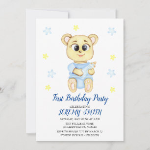 Cute Bear Theme Boy's Birthday Party Save The Date