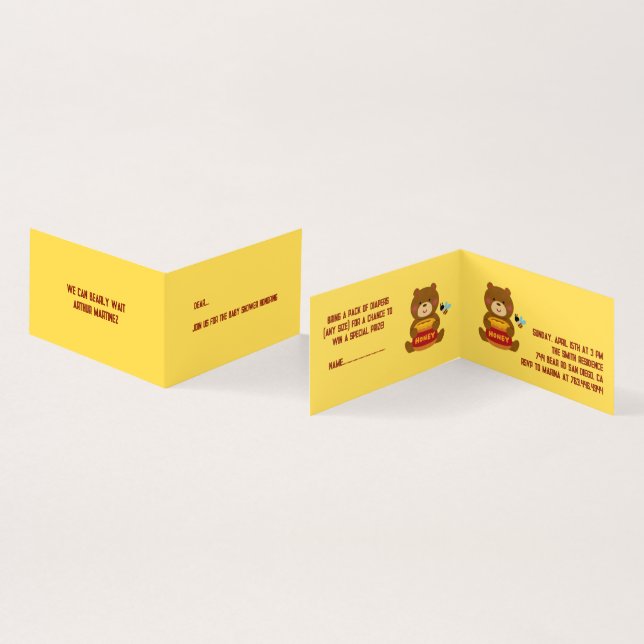 Cute Bear Thème Garçon Bébé Douche Invitations (Inside and Outside)