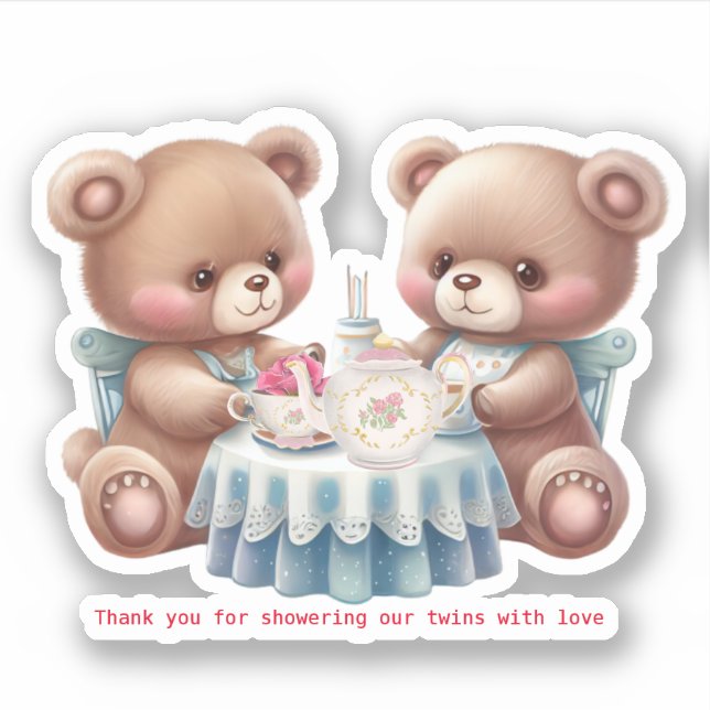 Cute Bear Twins Thank you Custom-Cut Vinyl  (Front)