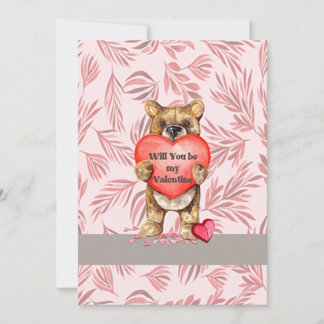 Cute Bear Valentine Card for Kids (Front)