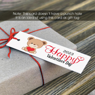 Cute Bear Valentine's Day Gift Tag (1x3 inch)