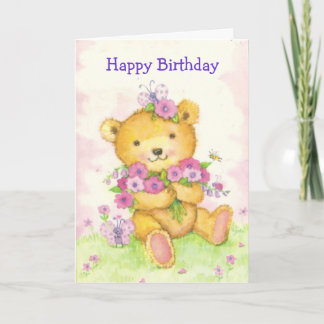 Cute bear w/butterfy birthday card