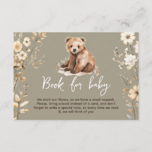 Cute bear watercolor boy baby shower card