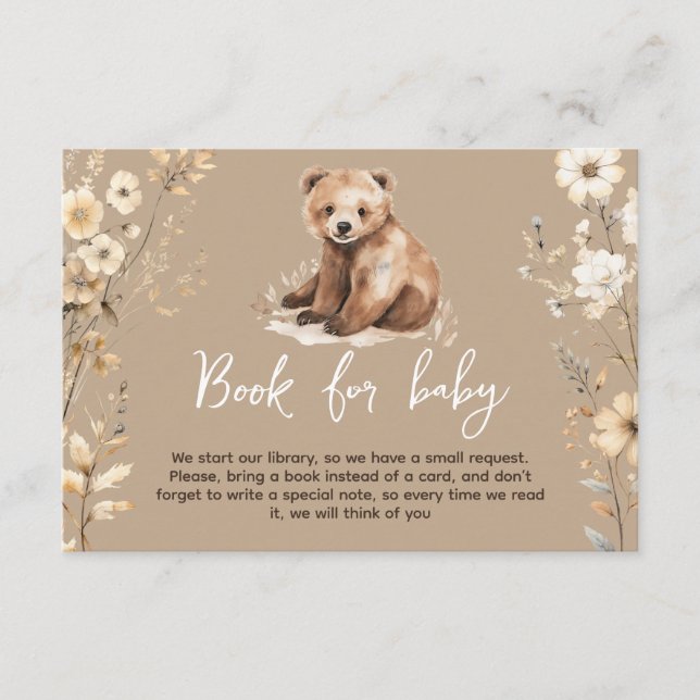 Cute bear watercolor boy baby shower card (Front)
